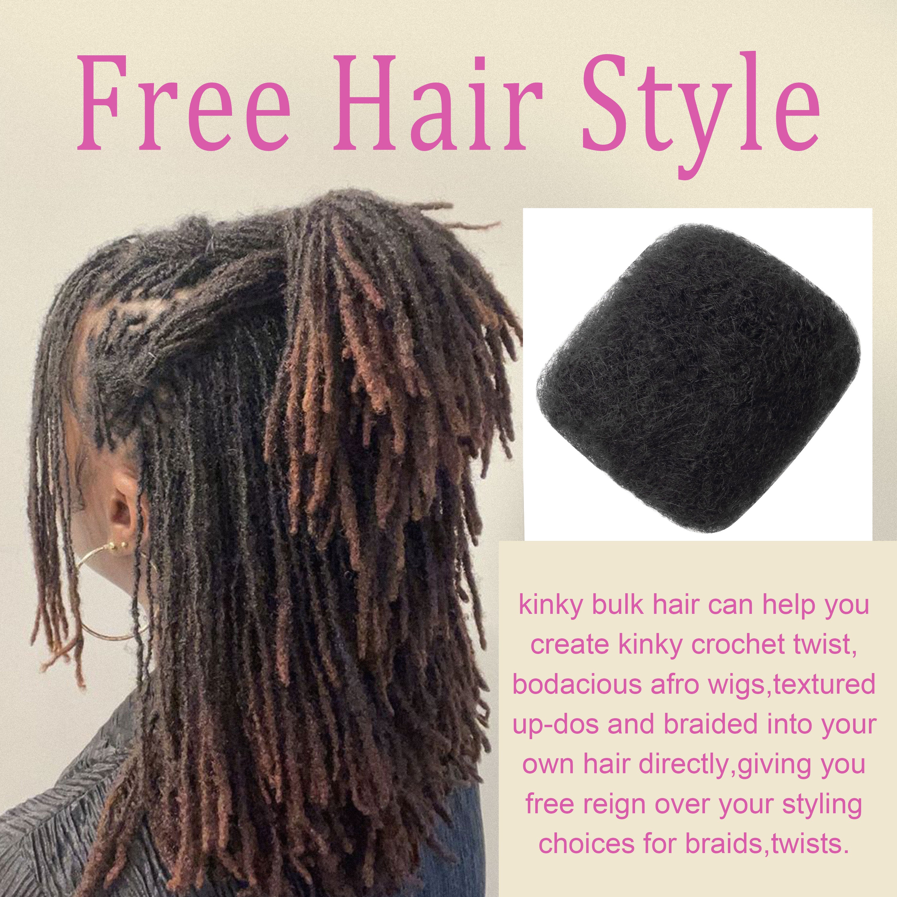 30g/pack 100% Afro Kinky Bulk Human Hair Cheveux Humains Curly Hair Bulk for Twisting Pre-stretch for Braiding