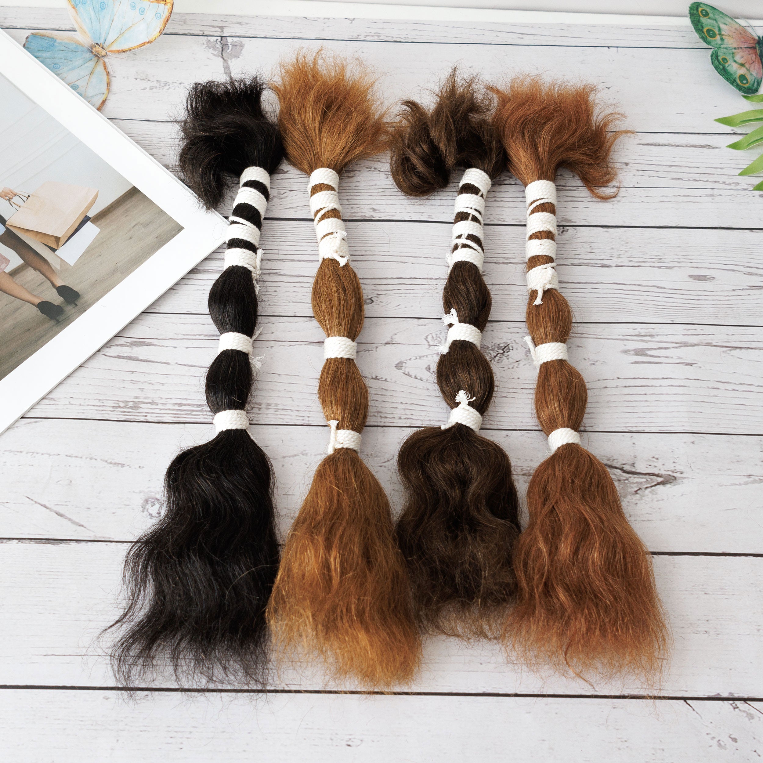 Wholesale Raw Brazilian Hair Extension Brown Color Double Drawn Boho Braids Wet and Wavy Deep Wave Braiding Bulk Hair