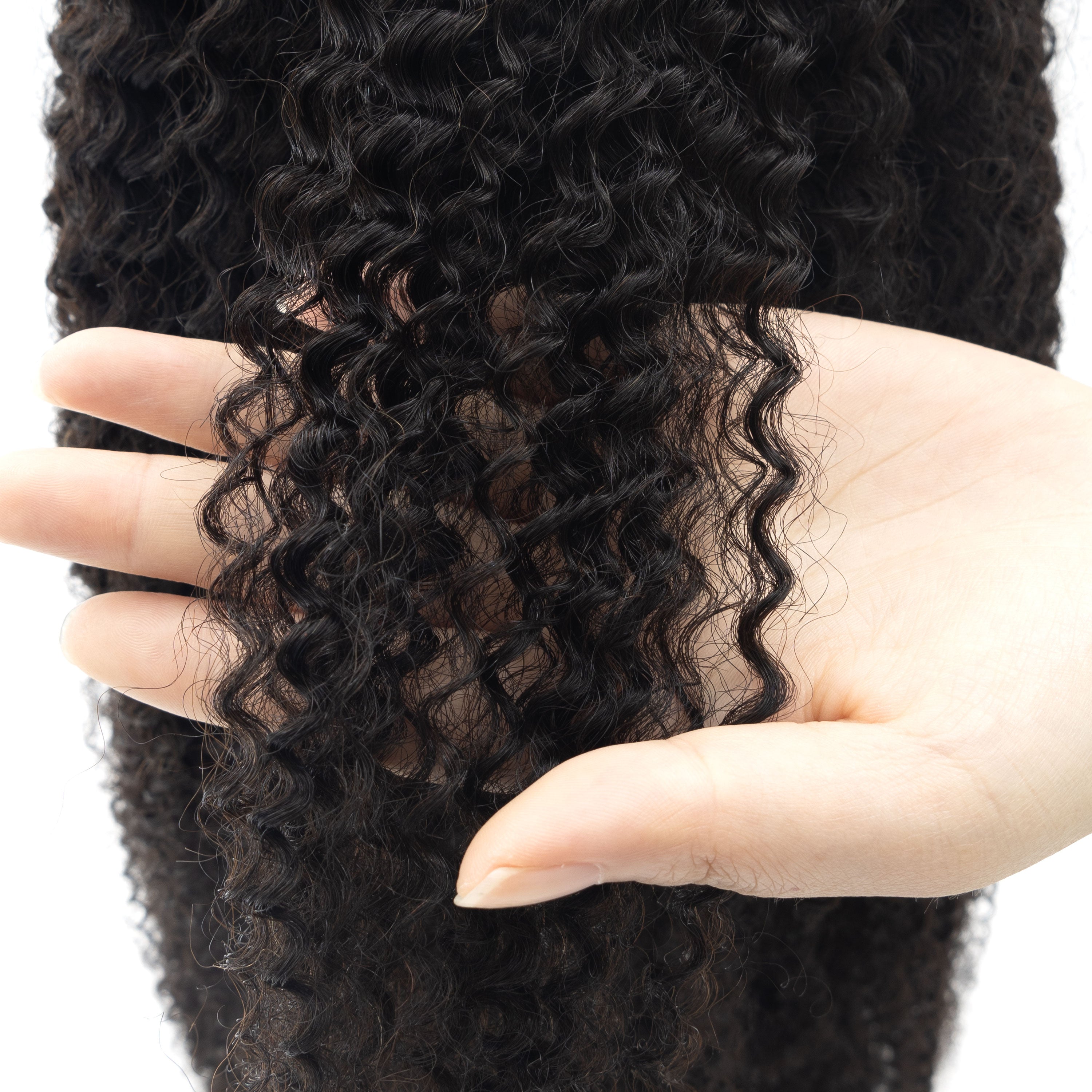 Half Wig Kinky Curly Human Hair Wholesale Non Lace Machine Made Wigs Curly Human Hair Drawstring HalfWig for Black Women