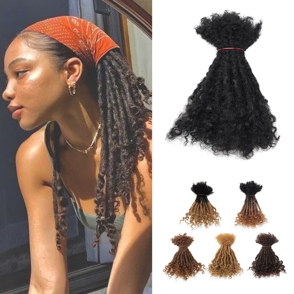 0.6cm Thickness 8inch 20 Strands/Pack 100% Handmade Human Hair Dreadlocks Lisa Locs Extensions With Curly End Africa Style