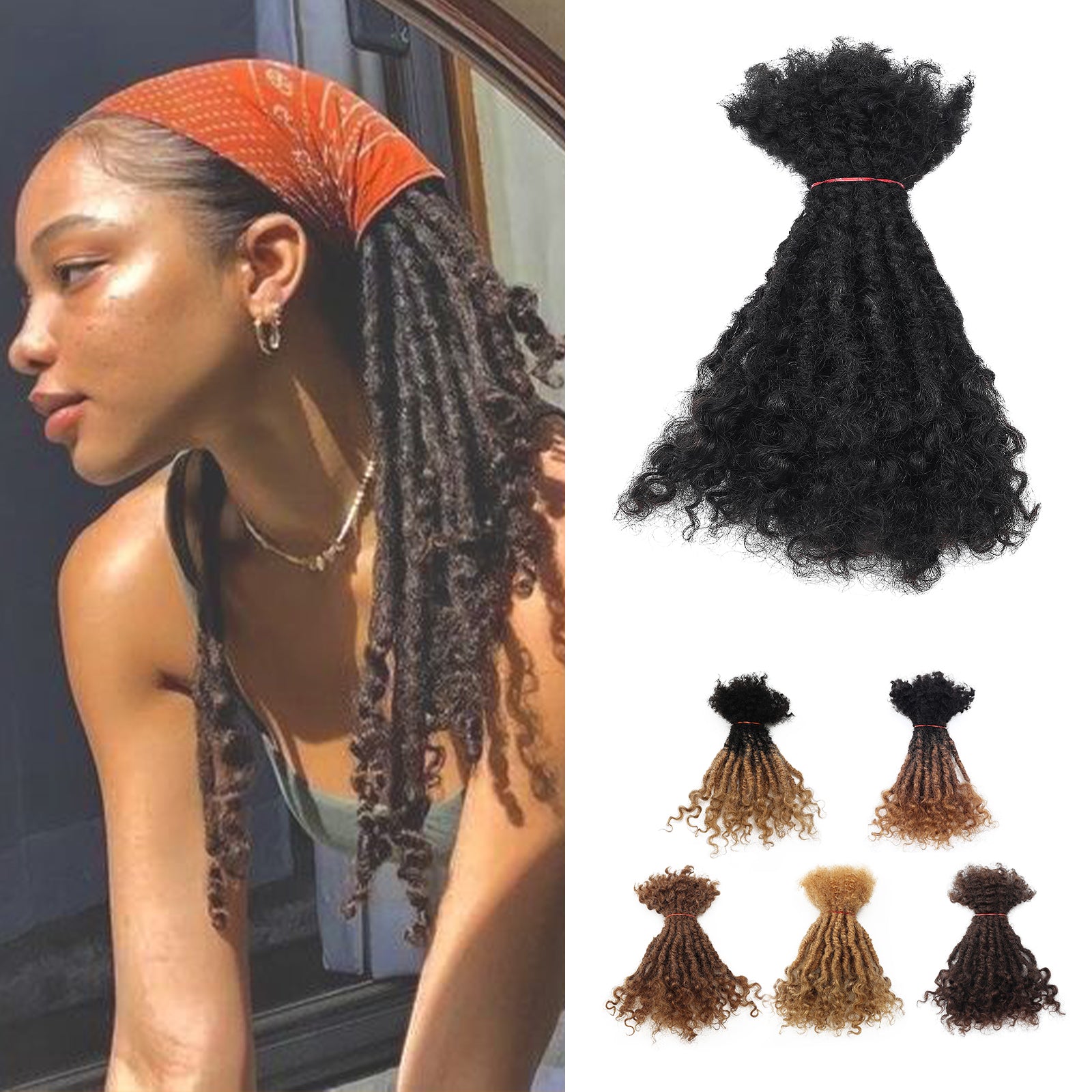 0.6cm Thickness 8inch 20 Strands/Pack 100% Handmade Human Hair Dreadlocks Lisa Locs Extensions With Curly End Africa Style