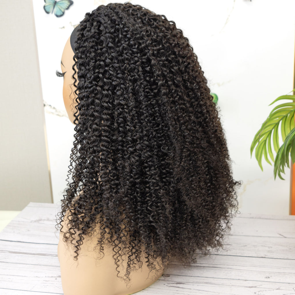 New 3-in-1 Half Wig Afro Kinky Curly Raw Human Hair Wig Seamless Flip Over Drawstring No Leave Out Wear Go Glueless Wigs