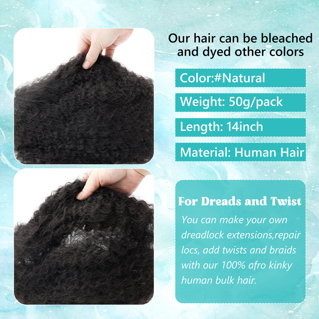 50g/pack KC3W 100% Natural Bulk Hair Extensions Raw Virgin 8-26inch Cheveux Naturel Kinky Bulk Human Hair