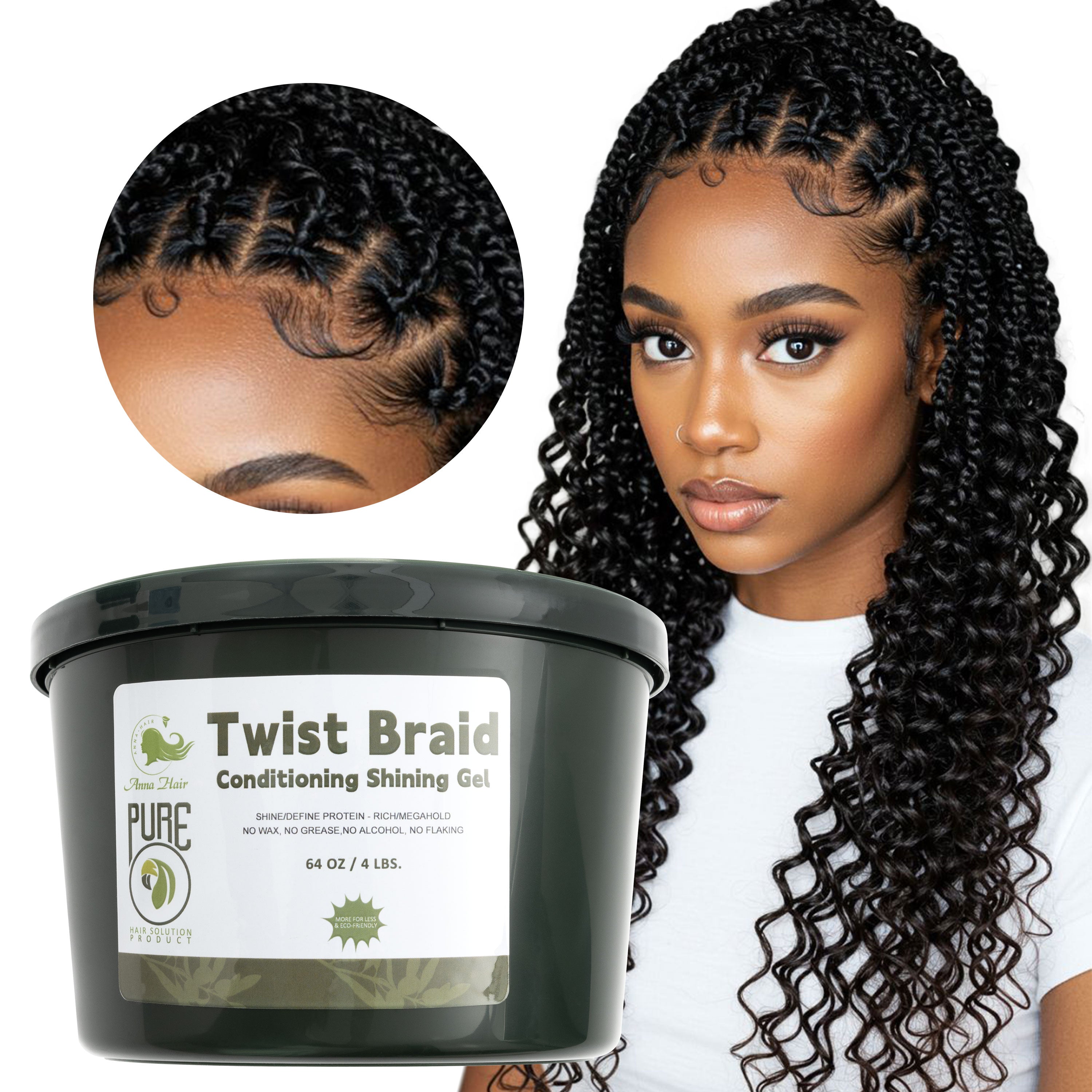 No Residue Build up Braid Gel for Curly Hair Long Lasting Quick Molding Smooths & Tames Frizz Strong Hold Works All Hair Types