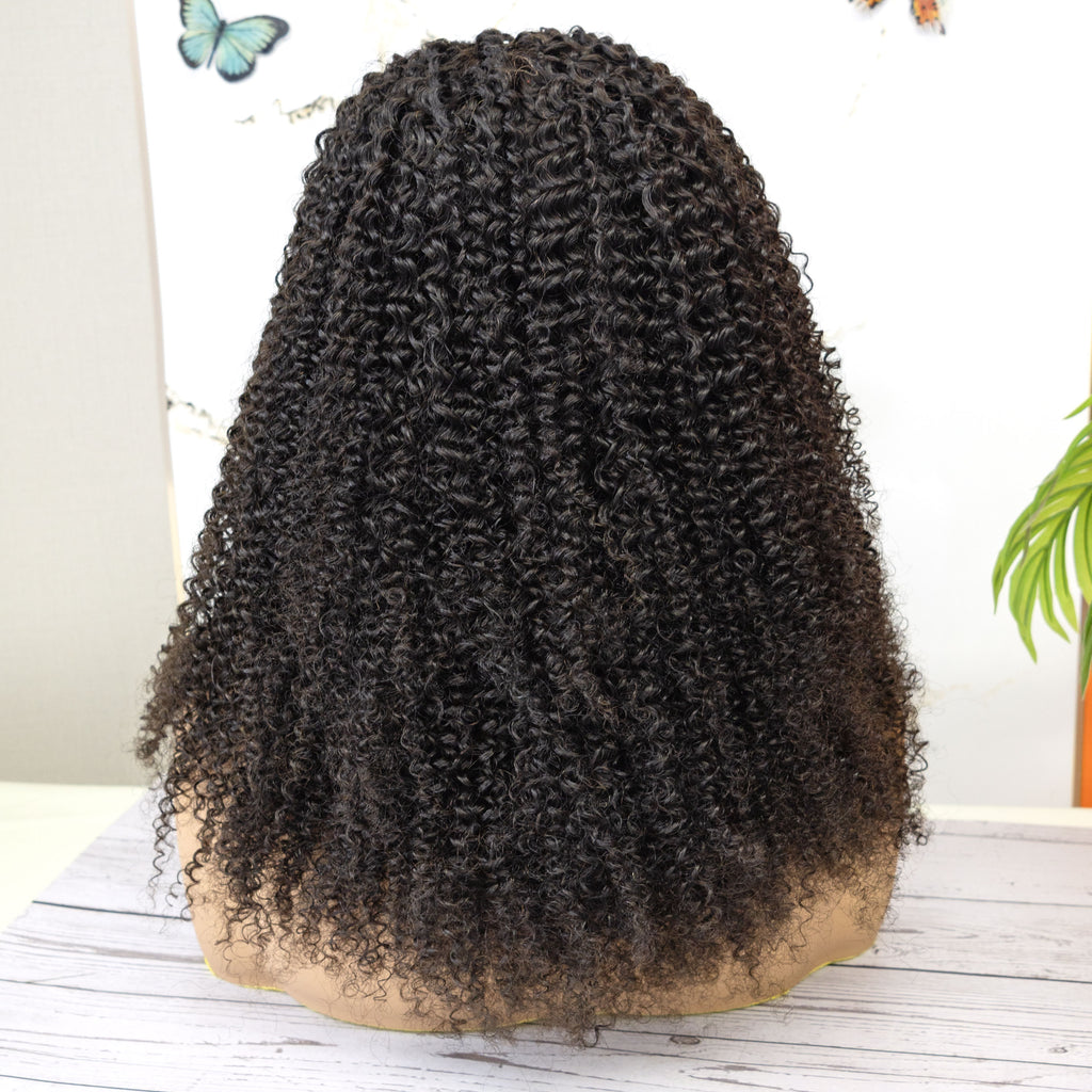 New 3-in-1 Half Wig Afro Kinky Curly Raw Human Hair Wig Seamless Flip Over Drawstring No Leave Out Wear Go Glueless Wigs