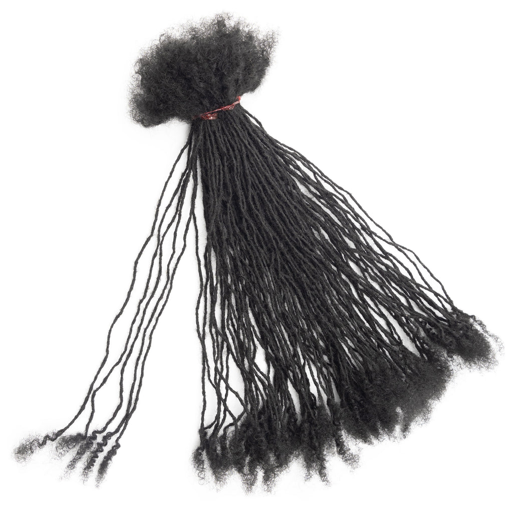 Human Hair Afro Kinky 0.1cm Can Be Bleached Dreadlocks Extension 4-24 Inch Handmade Crochet Micro Inter Locs with Curly End